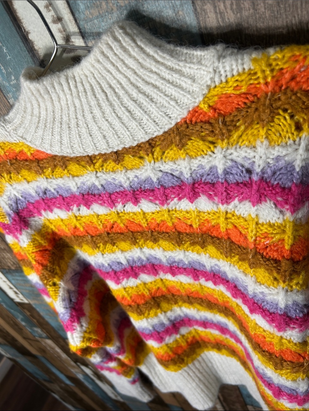 Zara Multicolor crotched Striped Cowl Neck Sweater - Picture 13 of 14
